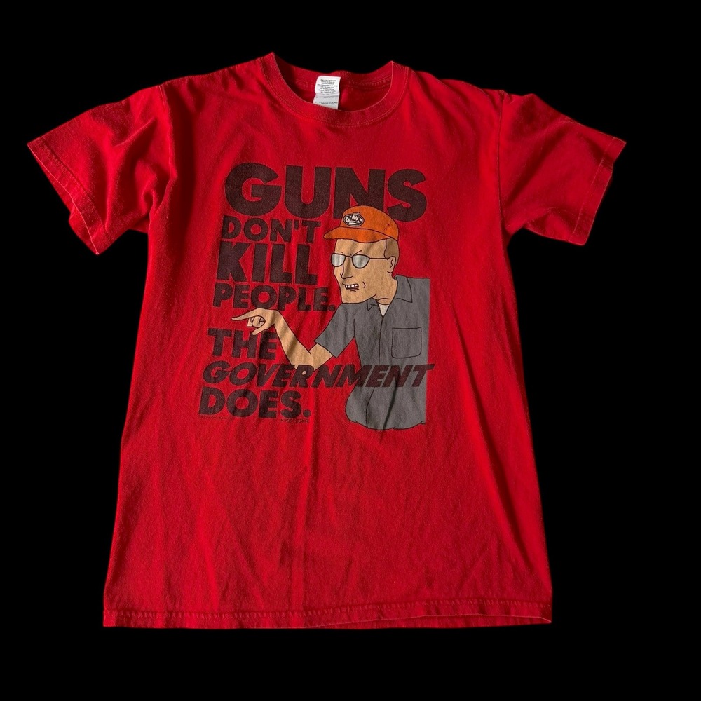Y2K King of the‎ Hill Dale Gribble Guns Dont Kill People Red T-Shirt Small